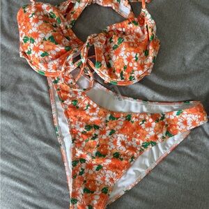 Zaful Orange Floral Womens Bikini